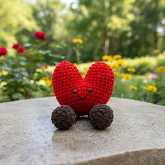 Crochet Heart Plush Jellycat Inspired, Red Amigurumi Heart Toy, Valentine Gift - Picture 7 of 9